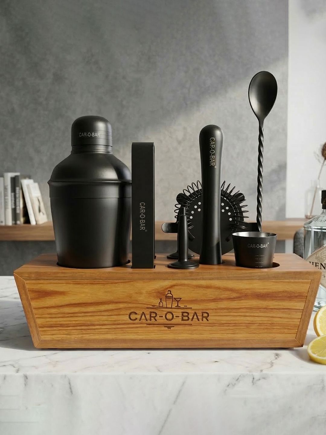Car-O-Bar Black Stainless Steel 10 Pieces Barware Tool Sets 750 ML-picture-42
