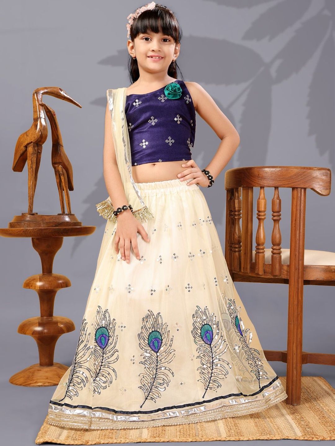 BAESD Girls Embroidered Ready to Wear Lehenga & Blouse With Dupatta-image-40