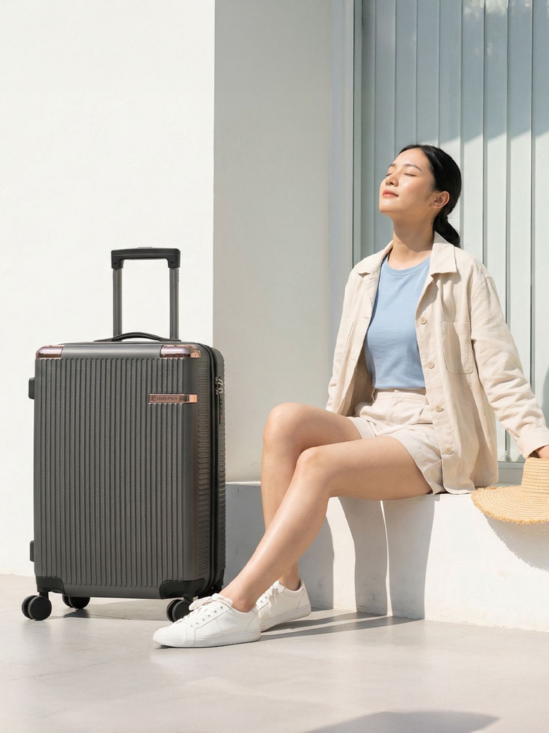 LOUIS POLO SkyTrail Textured Hard Sided Cabin Trolley Suitcase- Volume 48L-image-38