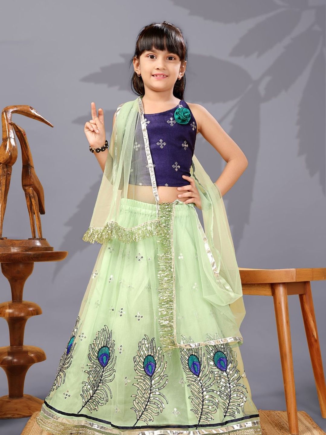 satyamfab Girls Patchwork Embroidered Ready to Wear Lehenga & Blouse With Dupatta