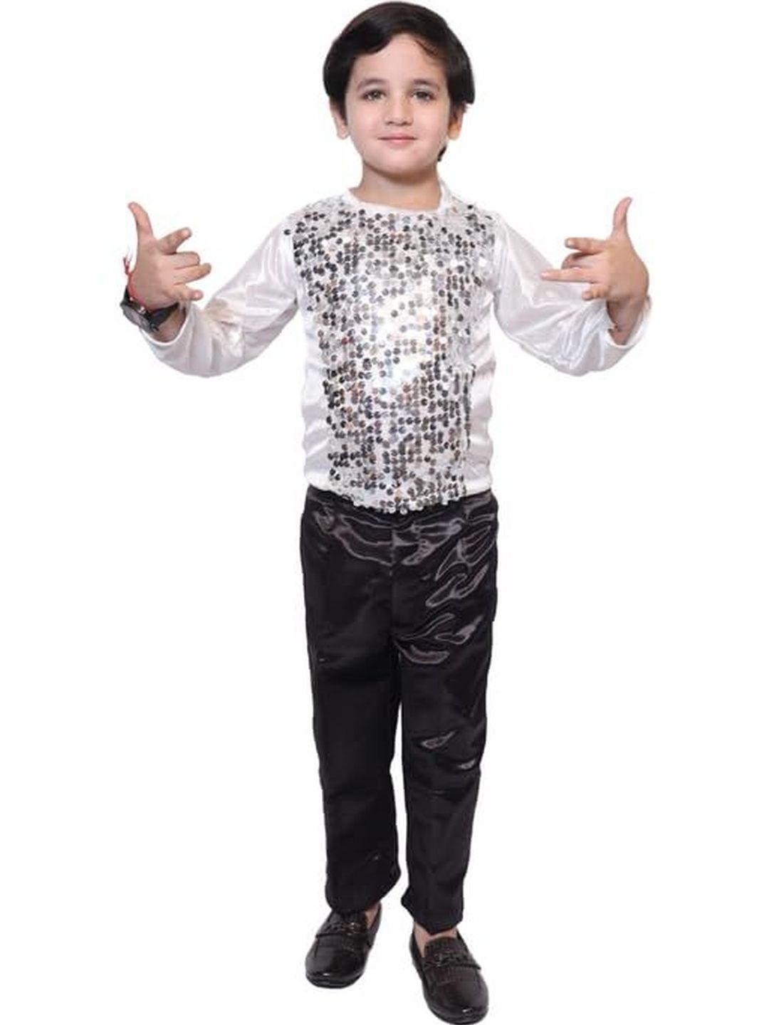 Kaku Fancy dresses Boys Silver Lycra T Shirt Costume Accessories-picture-53
