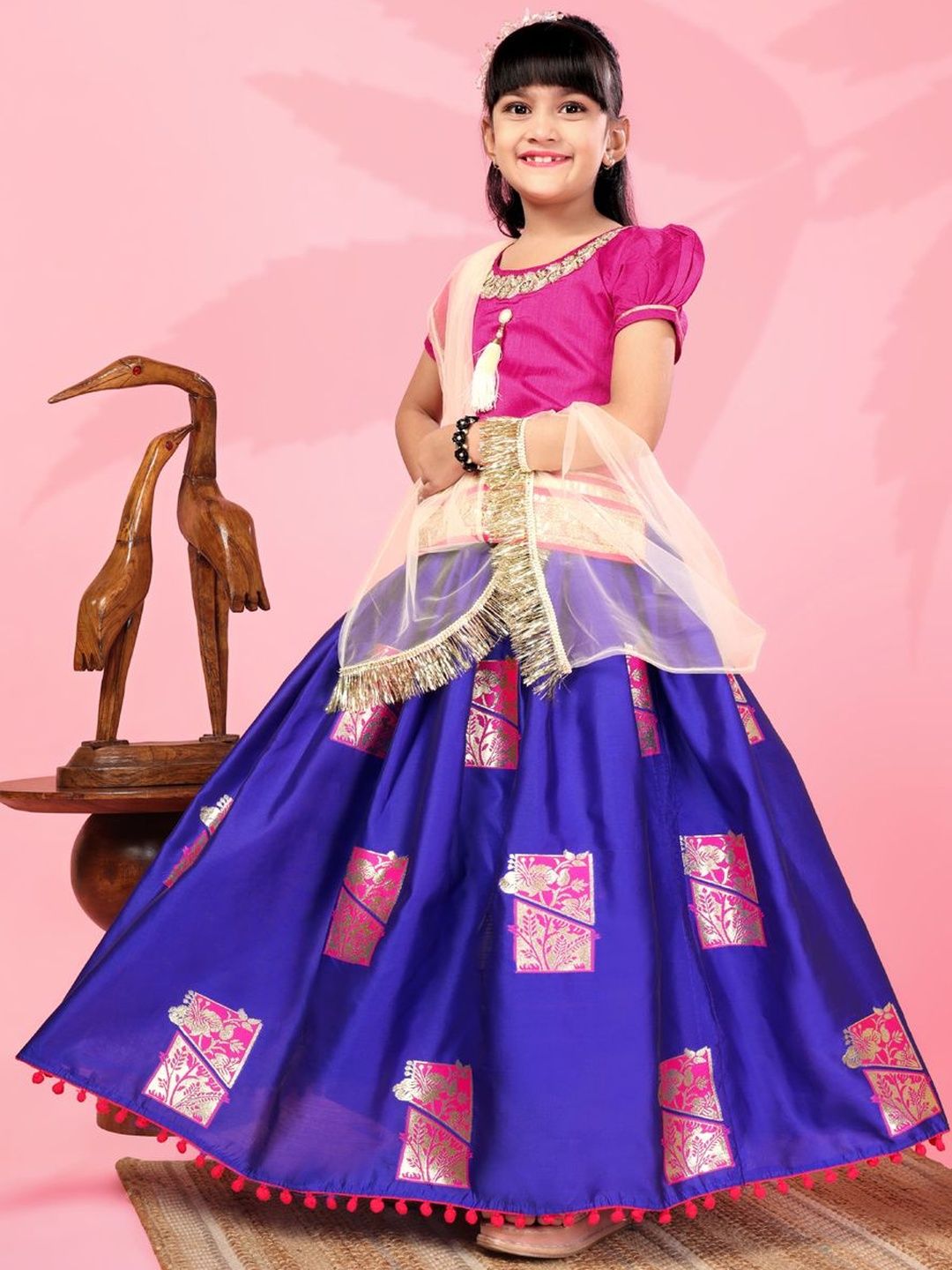 satyamfab Girls Embroidered Ready to Wear Lehenga & Blouse With Dupatta