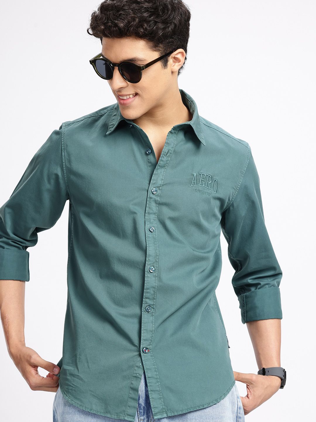 Aeropostale Pure Cotton Brand Logo Embroidered Casual Shirt-image-37