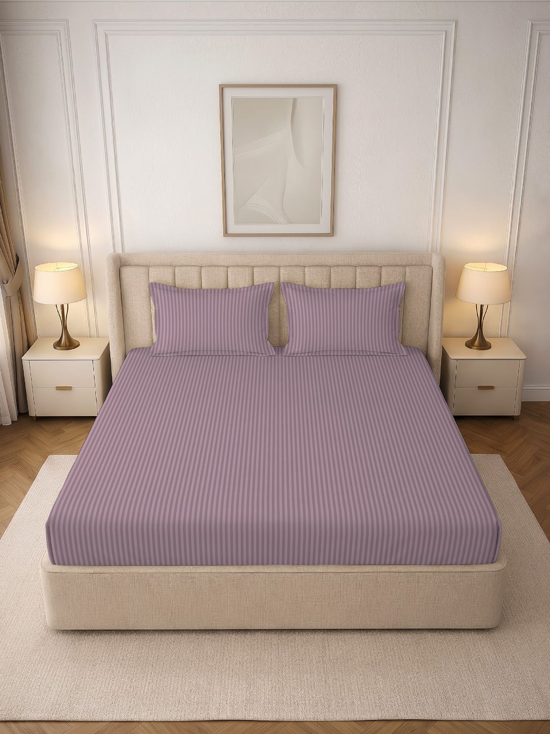 MORADO Lavender 130 TC Bedsheet with 2 Pillow Covers-image-24
