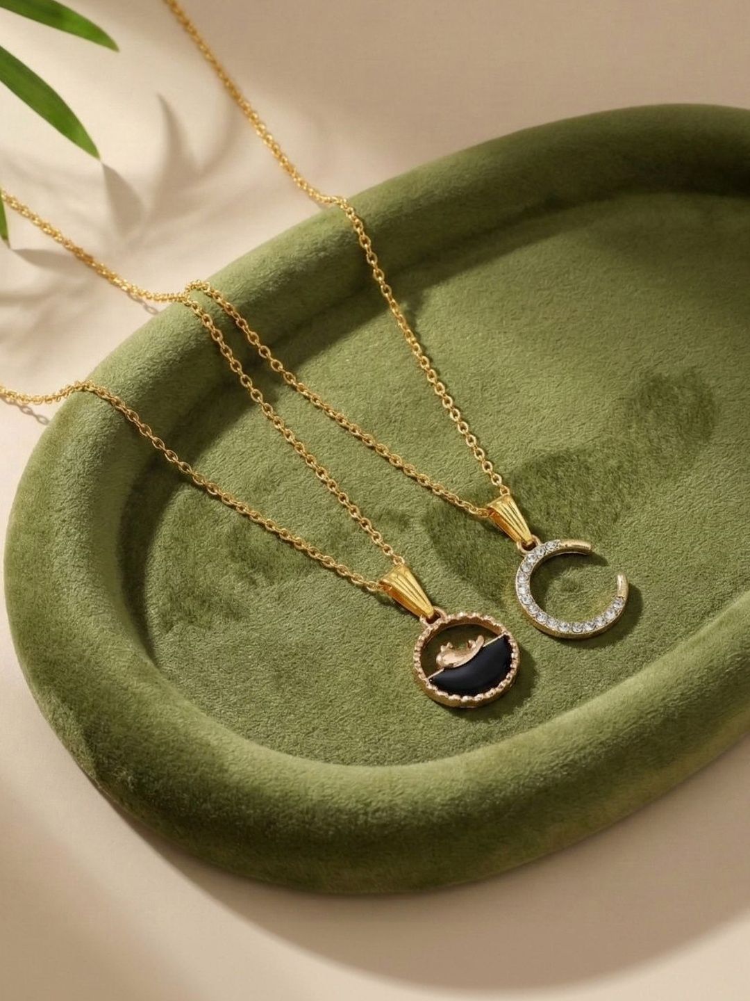 Lara Karen Set Of 2 Gold-Plated Pendants With Chains-picture-45