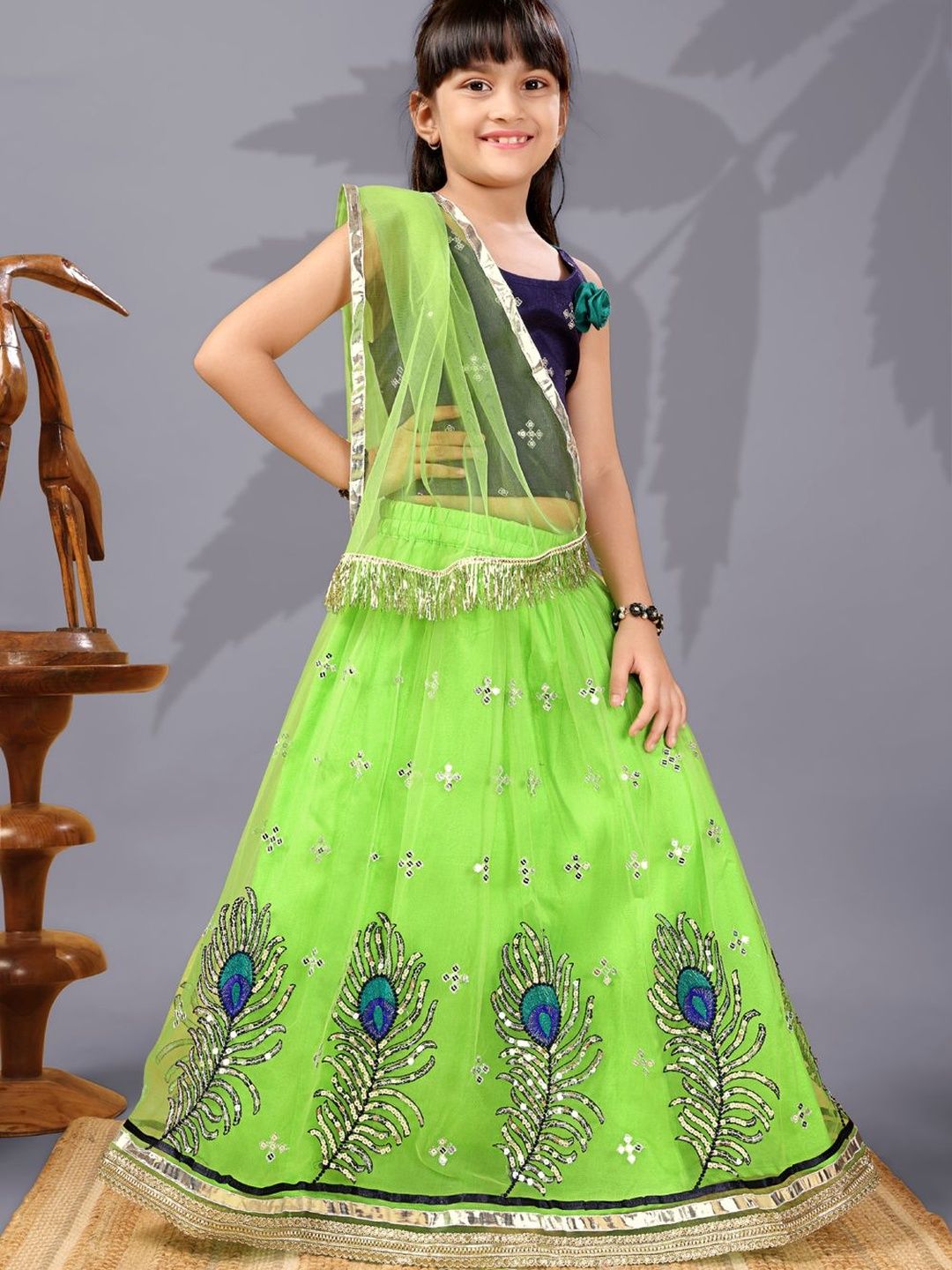 satyamfab Girls Patchwork Embroidered Ready to Wear Lehenga & Blouse With Dupatta