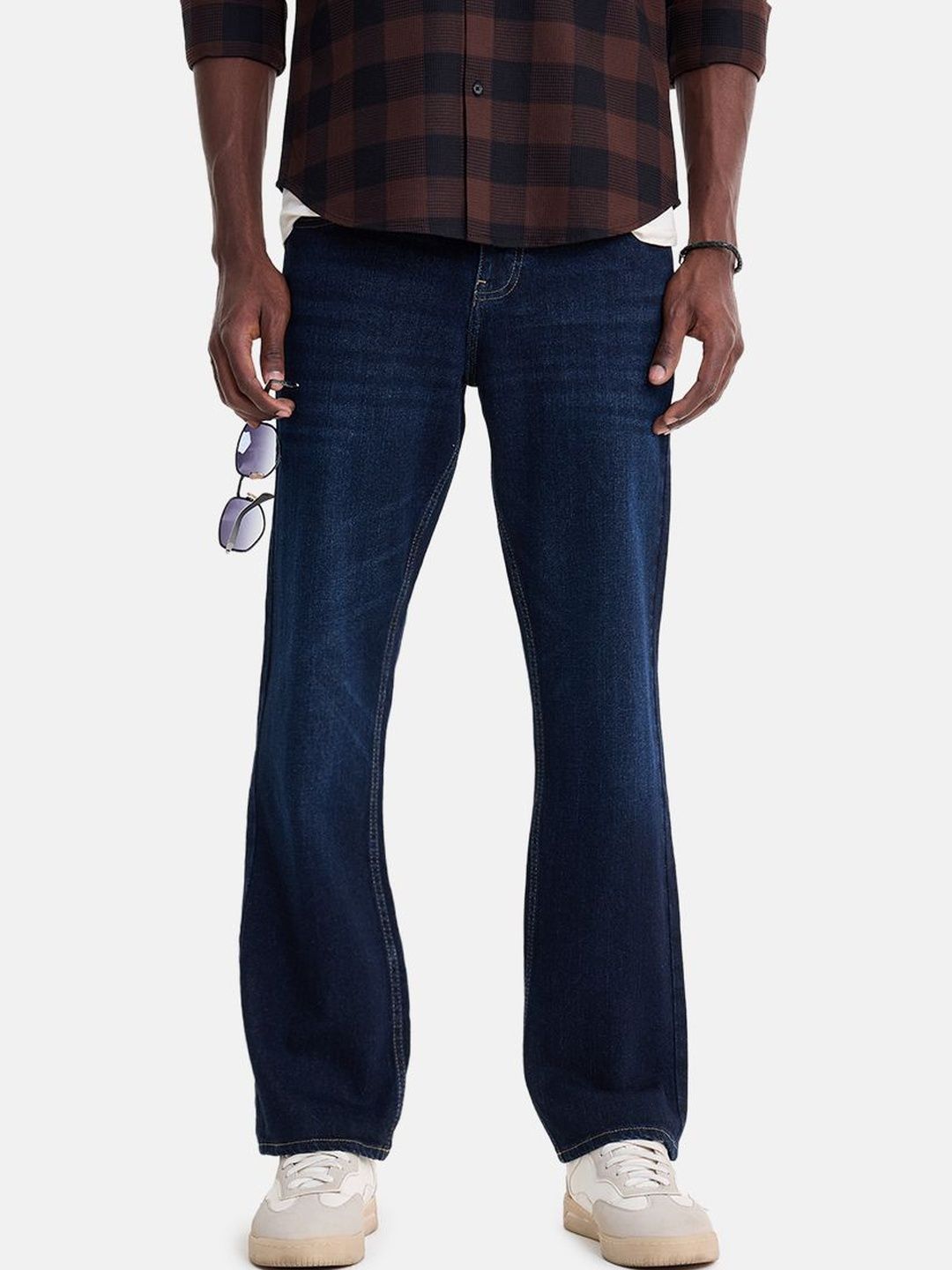 Snitch Dark Blue Mid-Rise Straight Fit Jeans