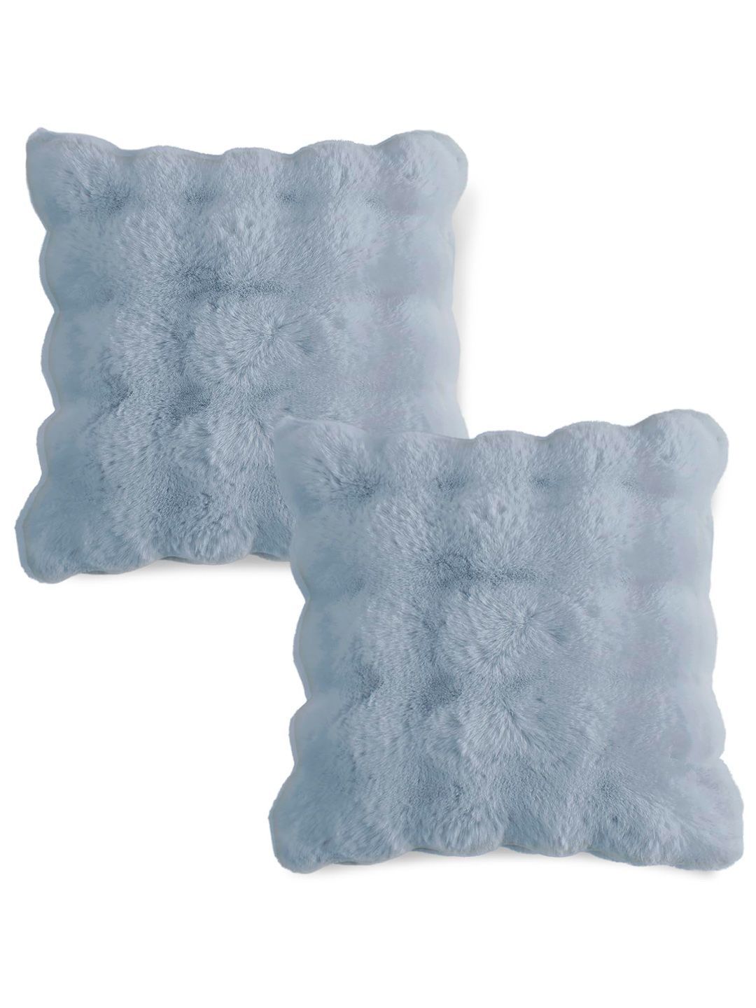 HOKIPO Charm Blue FurHug Faux Rabbit Fur 2 Pcs Cushion Cover 45x45 cm-image-0