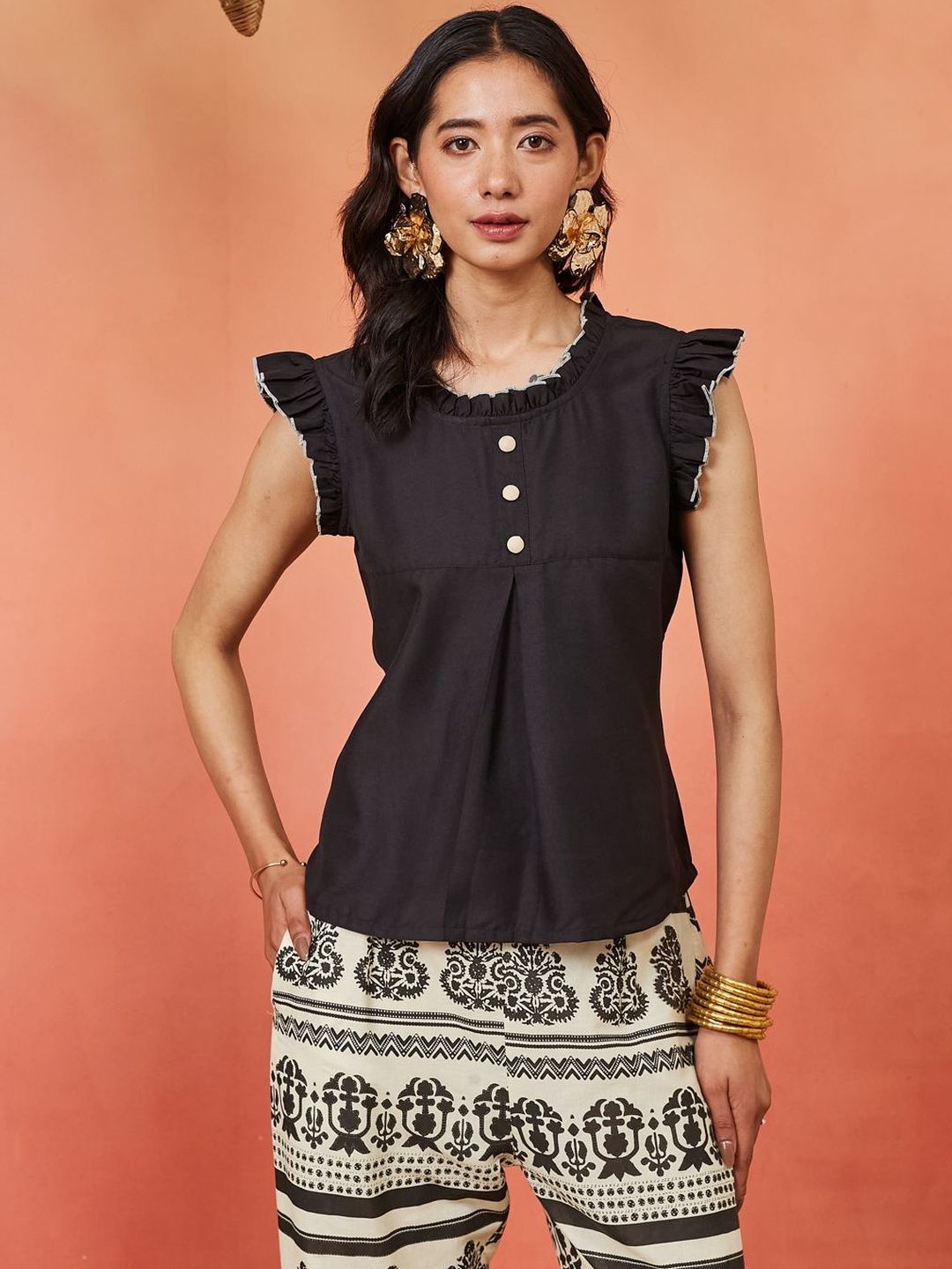 Sangria Round Neck Tops-picture-53
