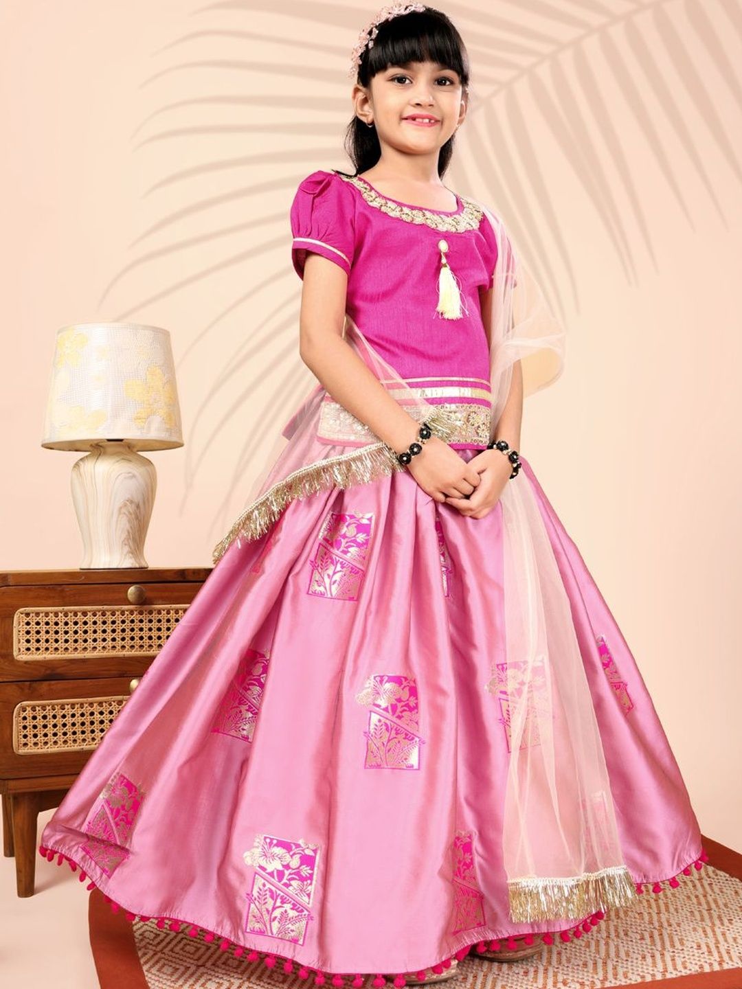 satyamfab Girls Embroidered Ready to Wear Lehenga & Blouse With Dupatta