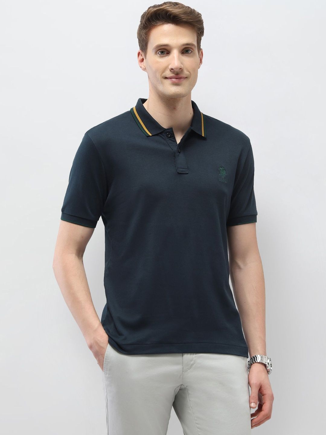 U.S. Polo Assn. Men's Solid Slim Fit Polo Shirt Tshirts-picture-11