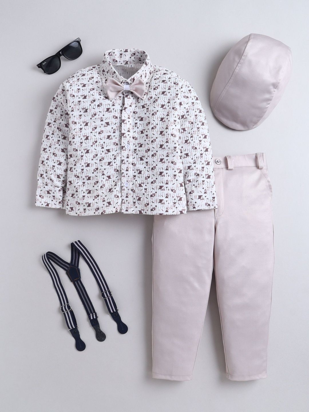 Sangria Boys Printed Shirt Collar Clothing Set-picture-31
