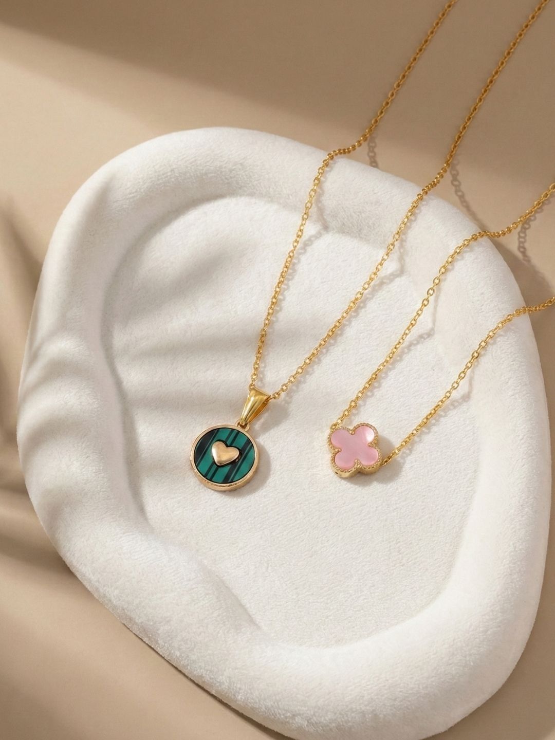 Lara Karen Set Of 2 Gold-Plated Pendants With Chains-picture-13