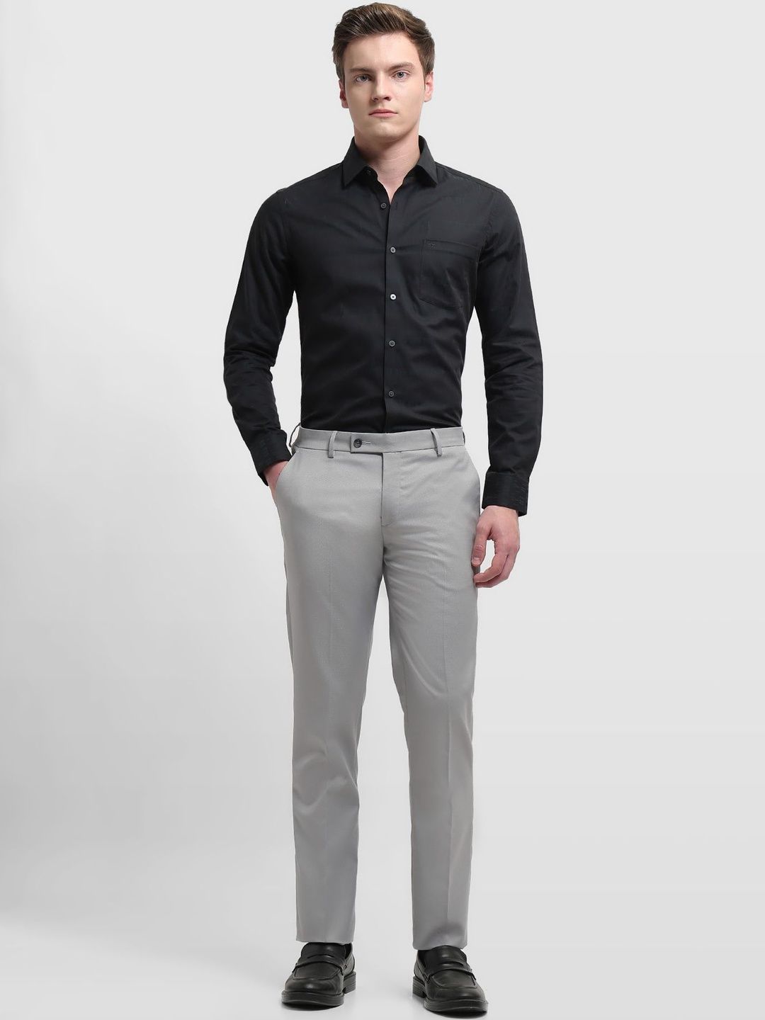 Arrow Men's Textured Hudson Tailored Fit Trousers-picture-49