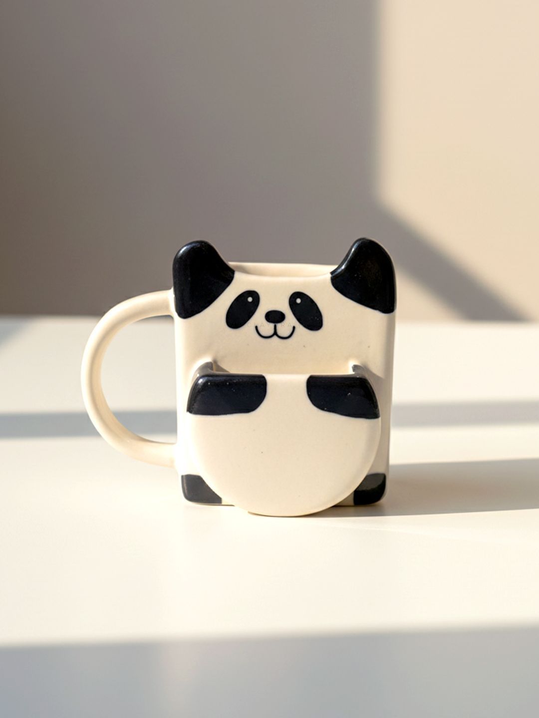 CLAYORA White & Black Handcrafted Printed Ceramic Glossy Mugs Set of Cups and Mugs-picture-44