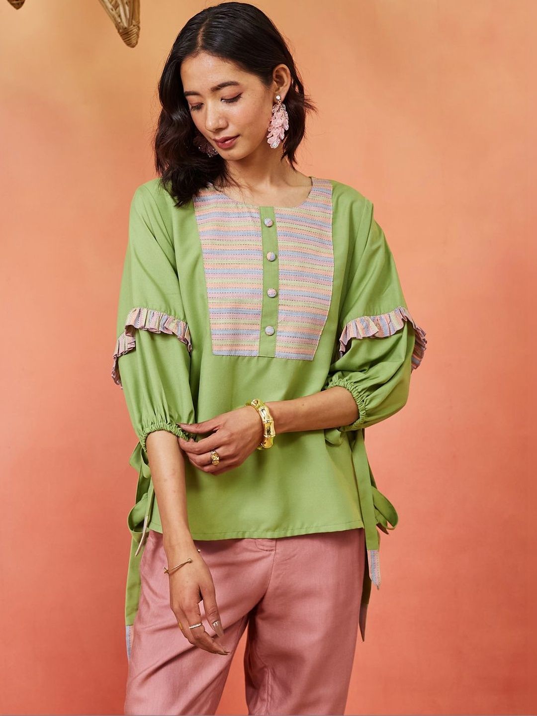 Sangria Round Neck Tops-picture-45