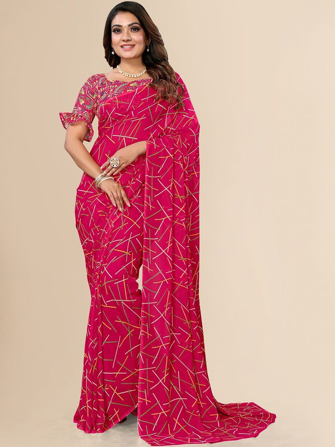 ANAND SAREES Poly Georgette Designer Saree-image-17