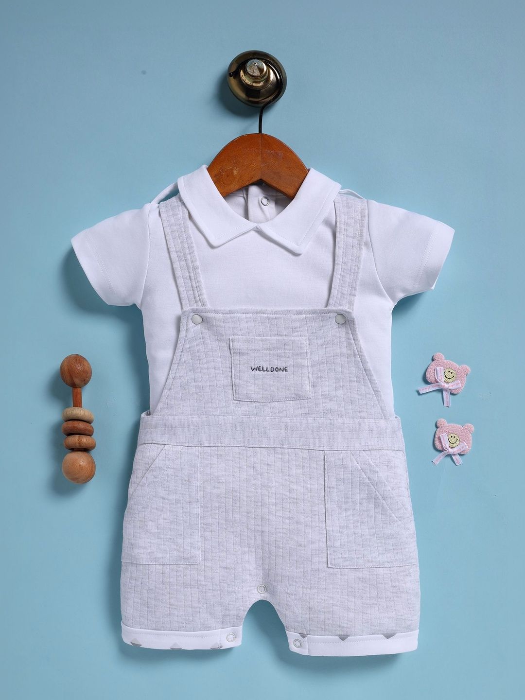 BABY GO Boys Printed Cotton Short Dungaree With T-Shirt-picture-16
