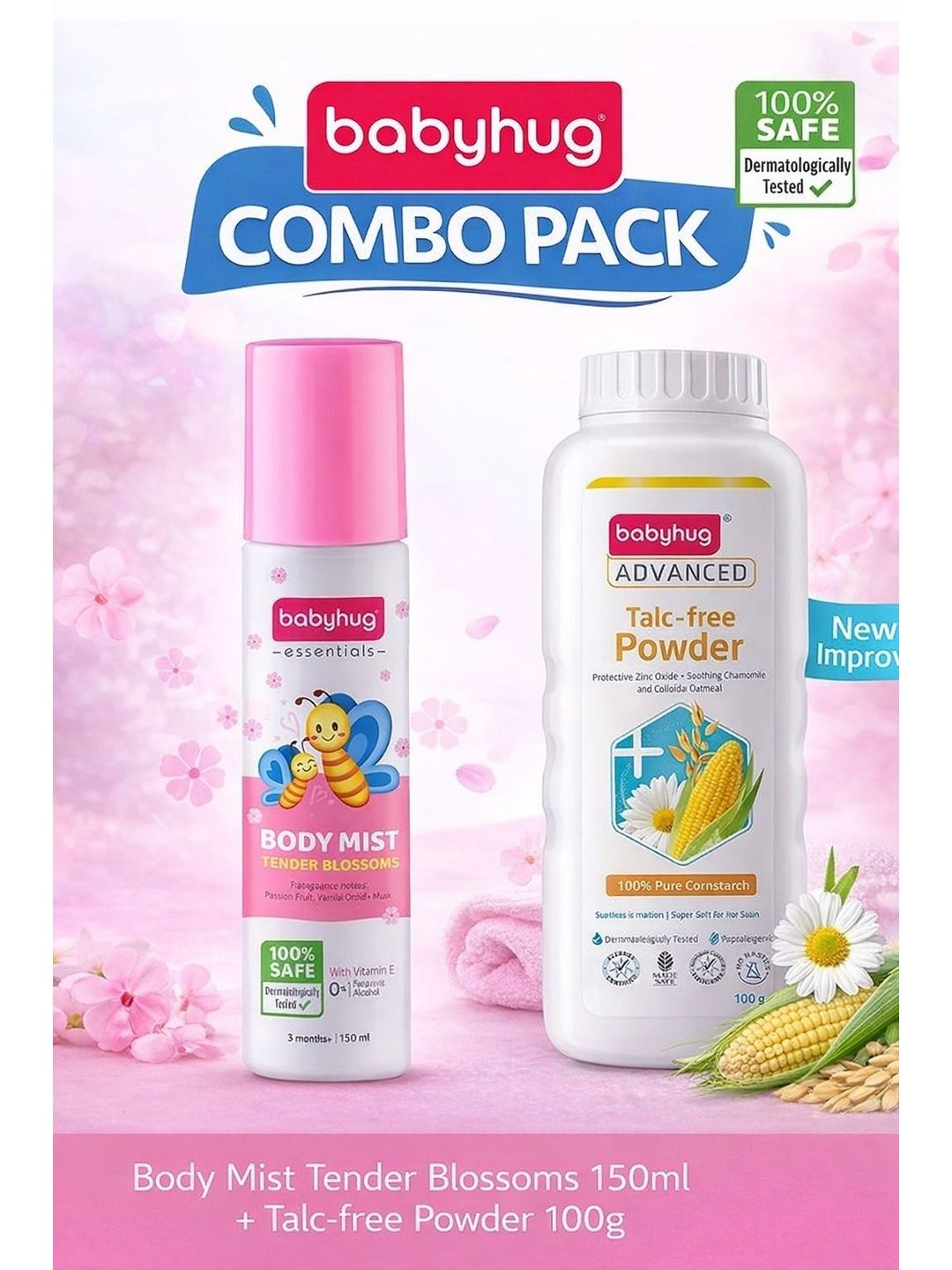 Babyhug Set Of 2 Tender Blossoms Body Mist - 150 ml & Talc-Free Powder - 100 g-picture-43