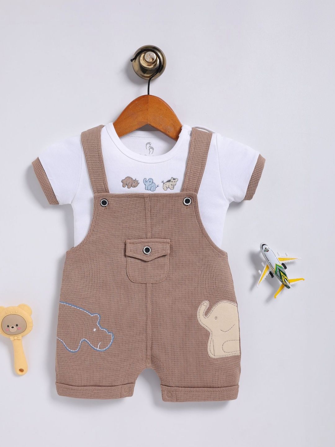BABY GO Infant Boys Printed Cotton Short Dungaree With T-Shirt-picture-26