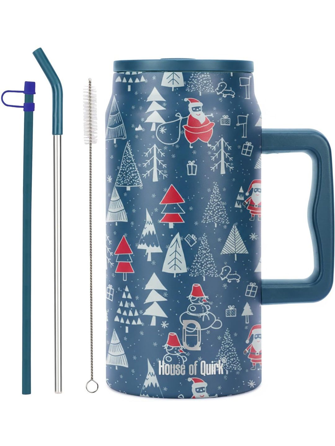 HOUSE OF QUIRK Blue Single Stainless Steel Double Wall Vacuum Water Bottle-image-32