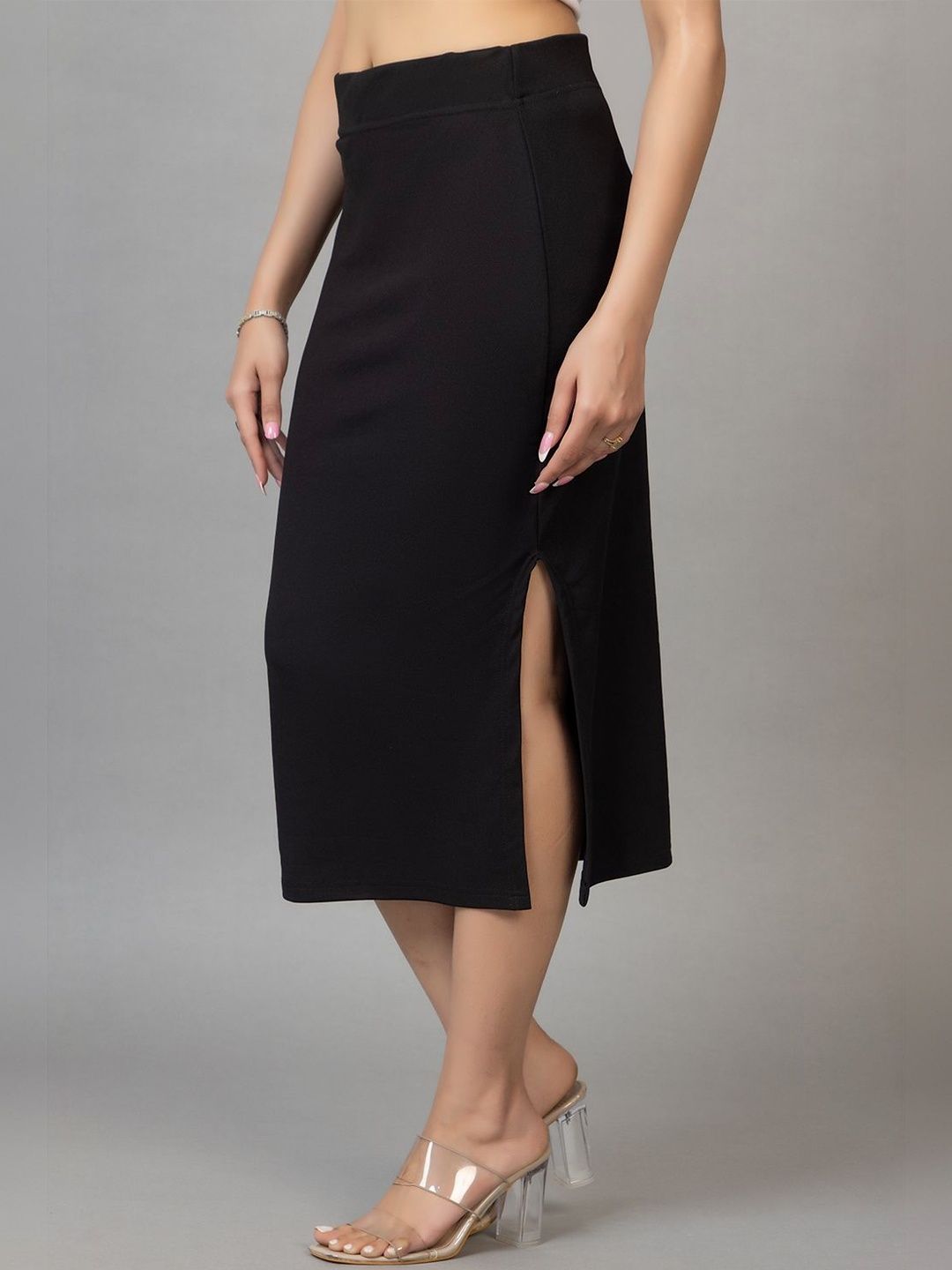 YAQR Women Side Slit Midi Pencil Skirt-picture-11