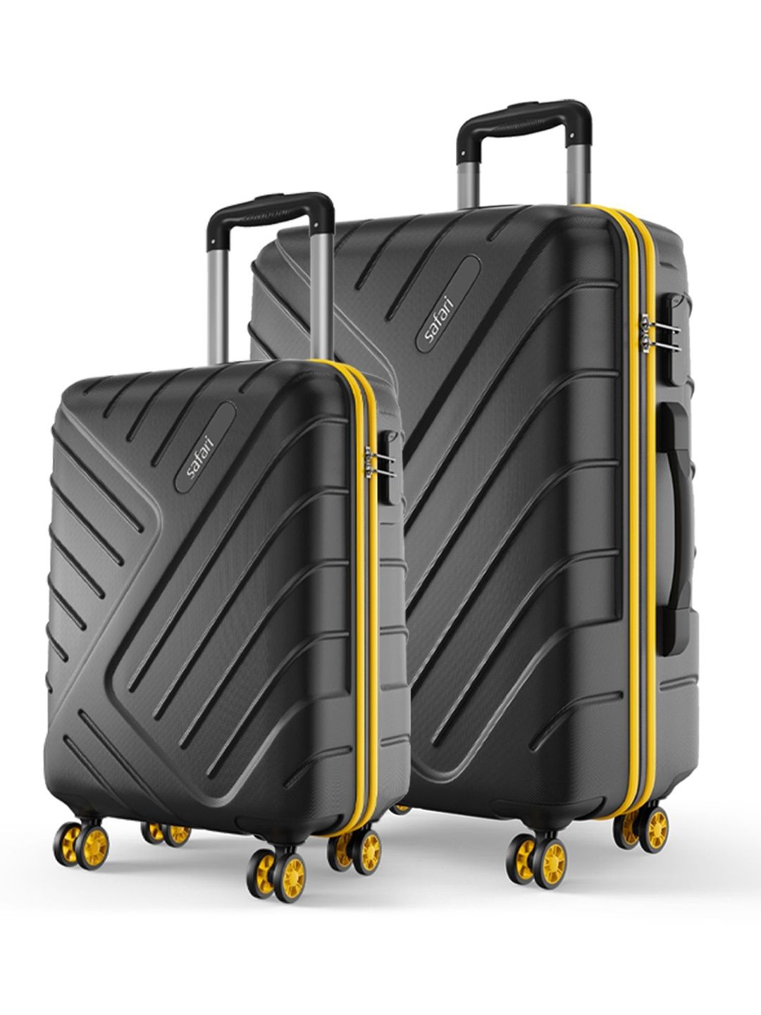 Safari Accent Set Of 2 Textured Hard Sided Cabin & Medium Trolley Bags-picture-48