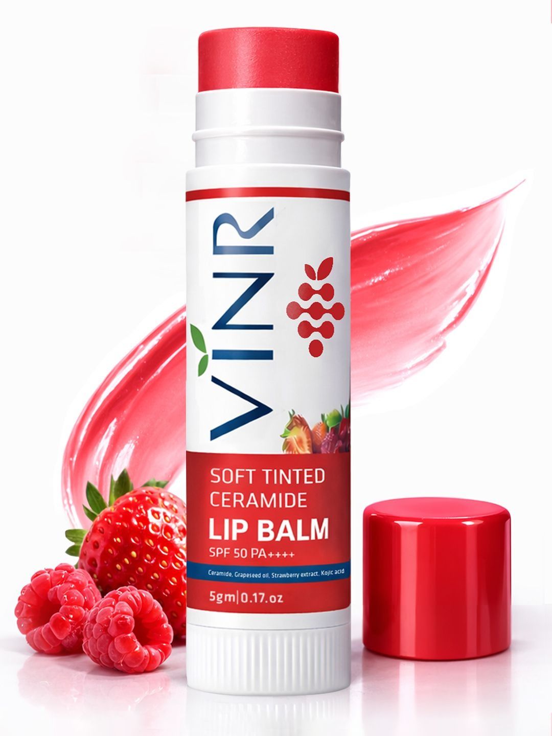VINR Ceramide Tinted Lip Balm with SPF50PA+++ - Pink - 5 g