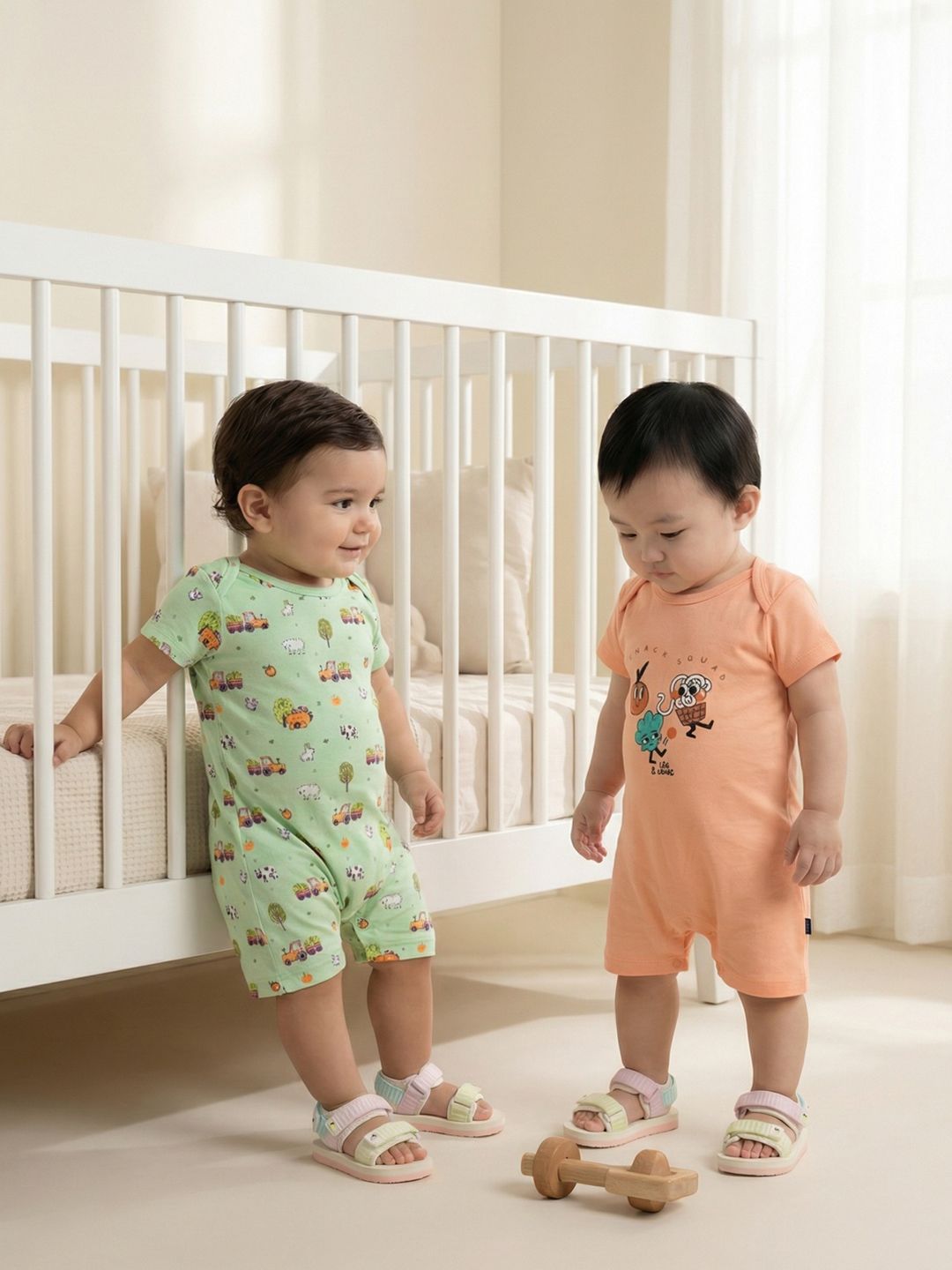 Nauti Nati Infants Girls Pack of 2 Printed Rompers-picture-53