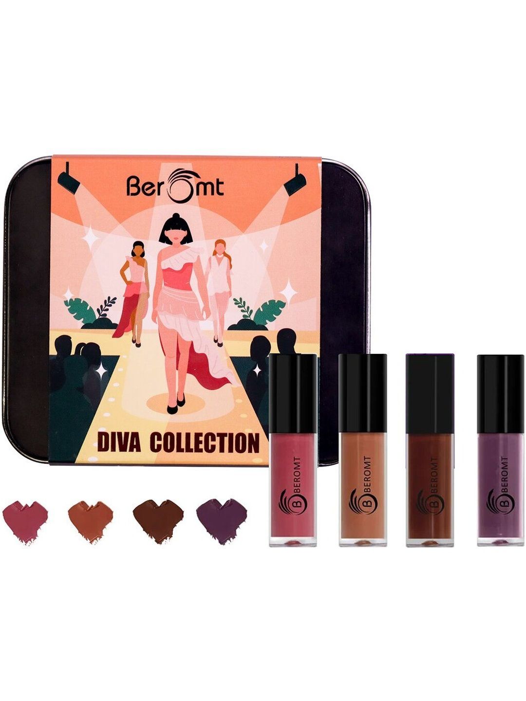 BEROMT Set Of 4 Mini Matte Lipstick- 1.6 ml Each- Shade- 02- 12- 08- 06-picture-38