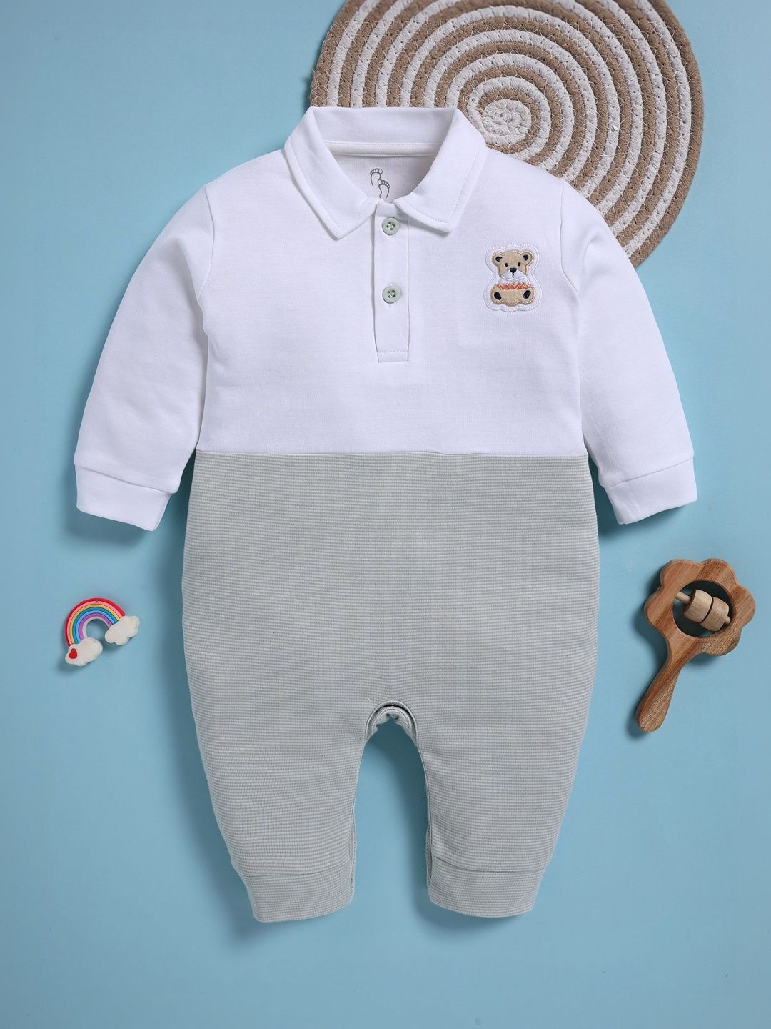 BABY GO Boys Round Neck Cotton Rompers-picture-12