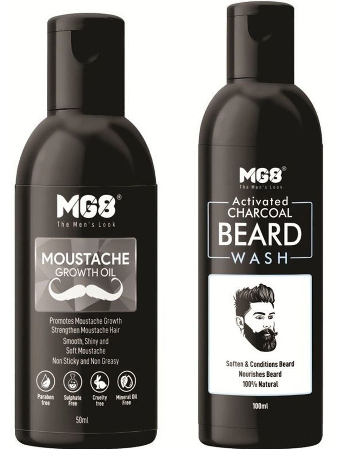 MG8 Activated Charcoal Beard Wash - 100 ml & Beard Growth Oil - 50 ml-image-16