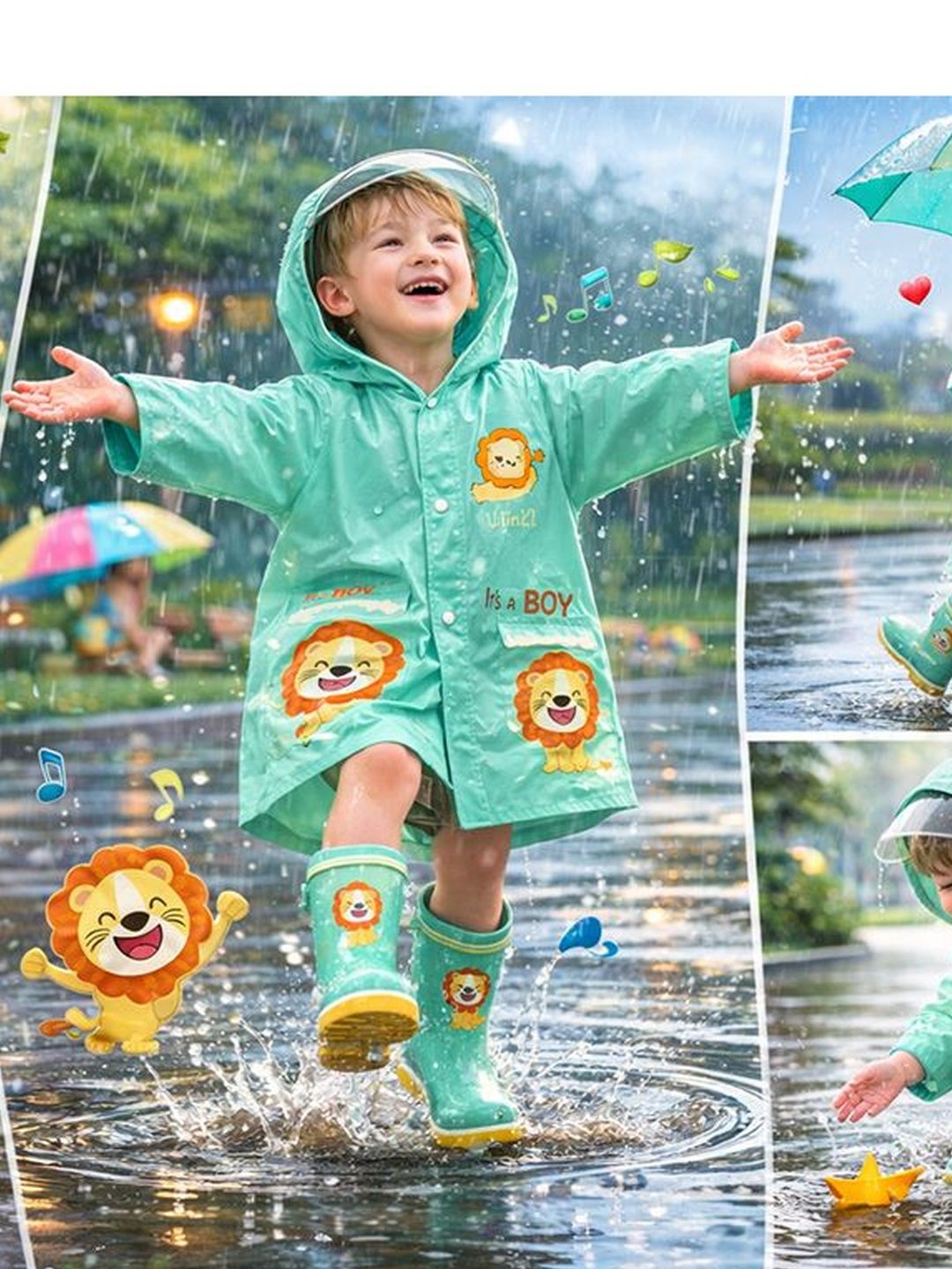 Bold N Elegant Printed Hooded Rain Jacket-picture-14