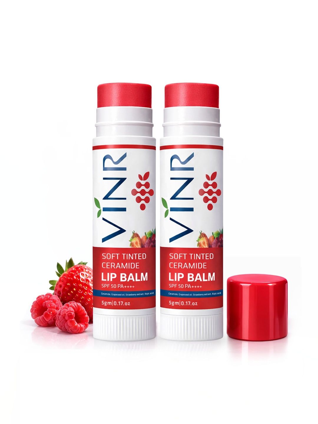 VINR Set Of 2 Ceramide Tinted Lip Balm with SPF50PA+++ - Pink -5 g Each-image-45