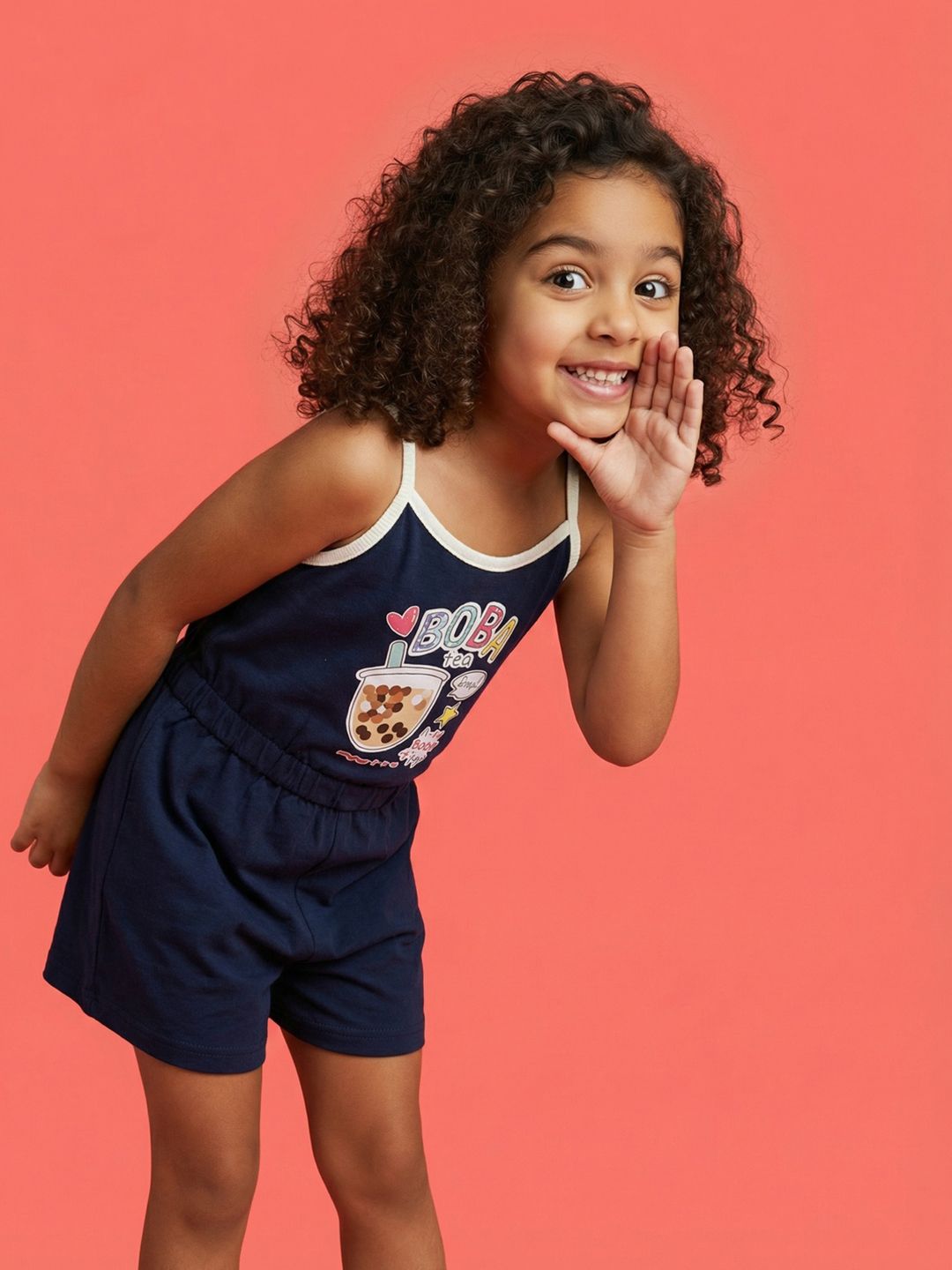 Nauti Nati Girls Printed Sleeveless Pure Cotton Basic Jumpsuit