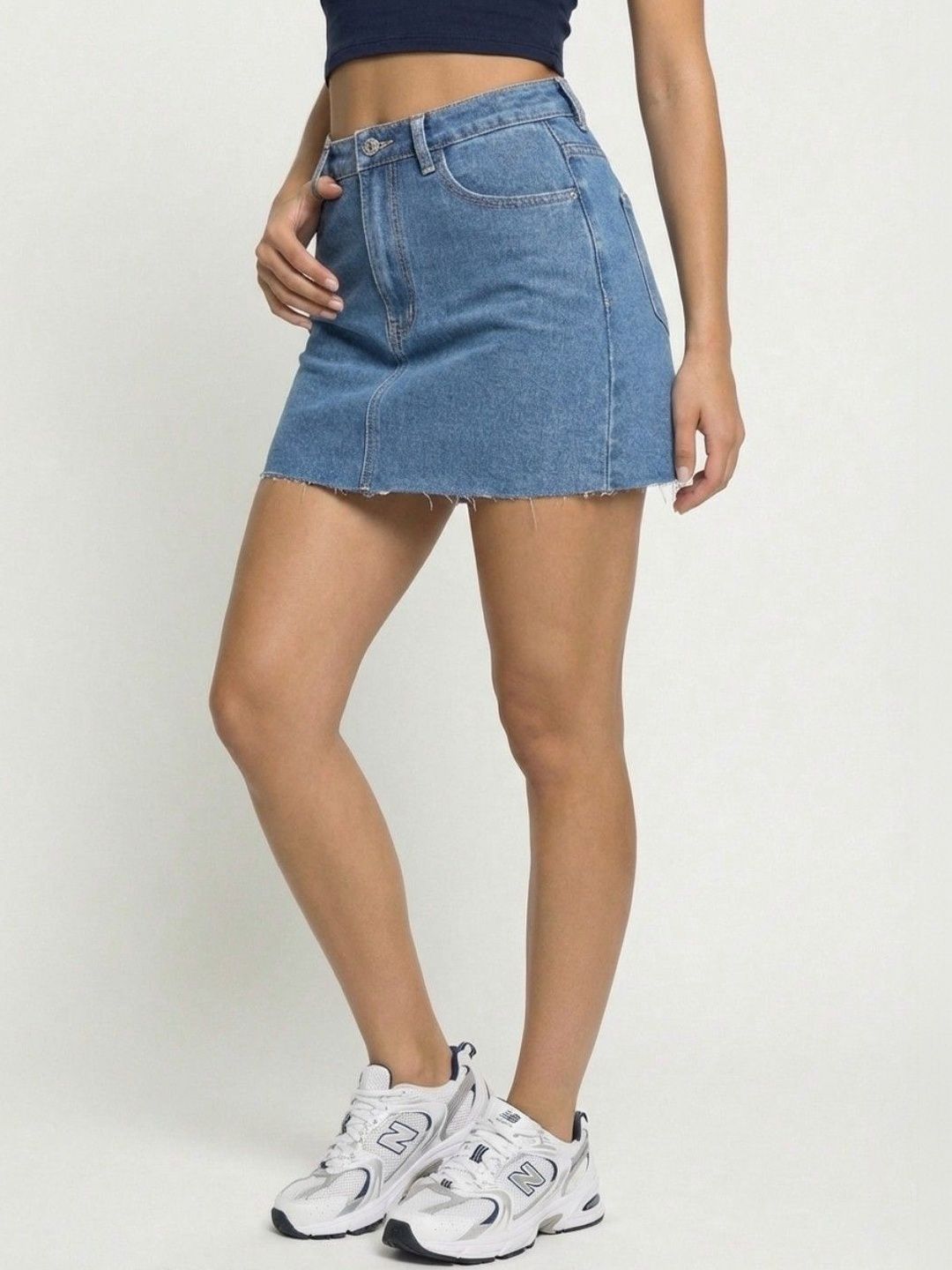 glitchez Denim Mini Straight Skirt-picture-17
