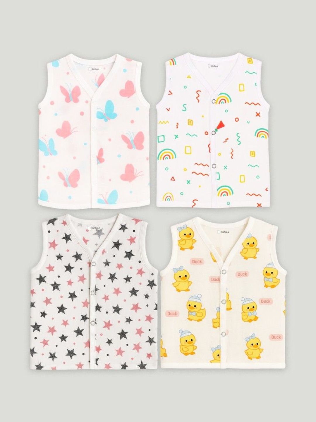 Kidbea Pack of 4 Printed Assorted Organic Cotton Blend Jhabla-image-14