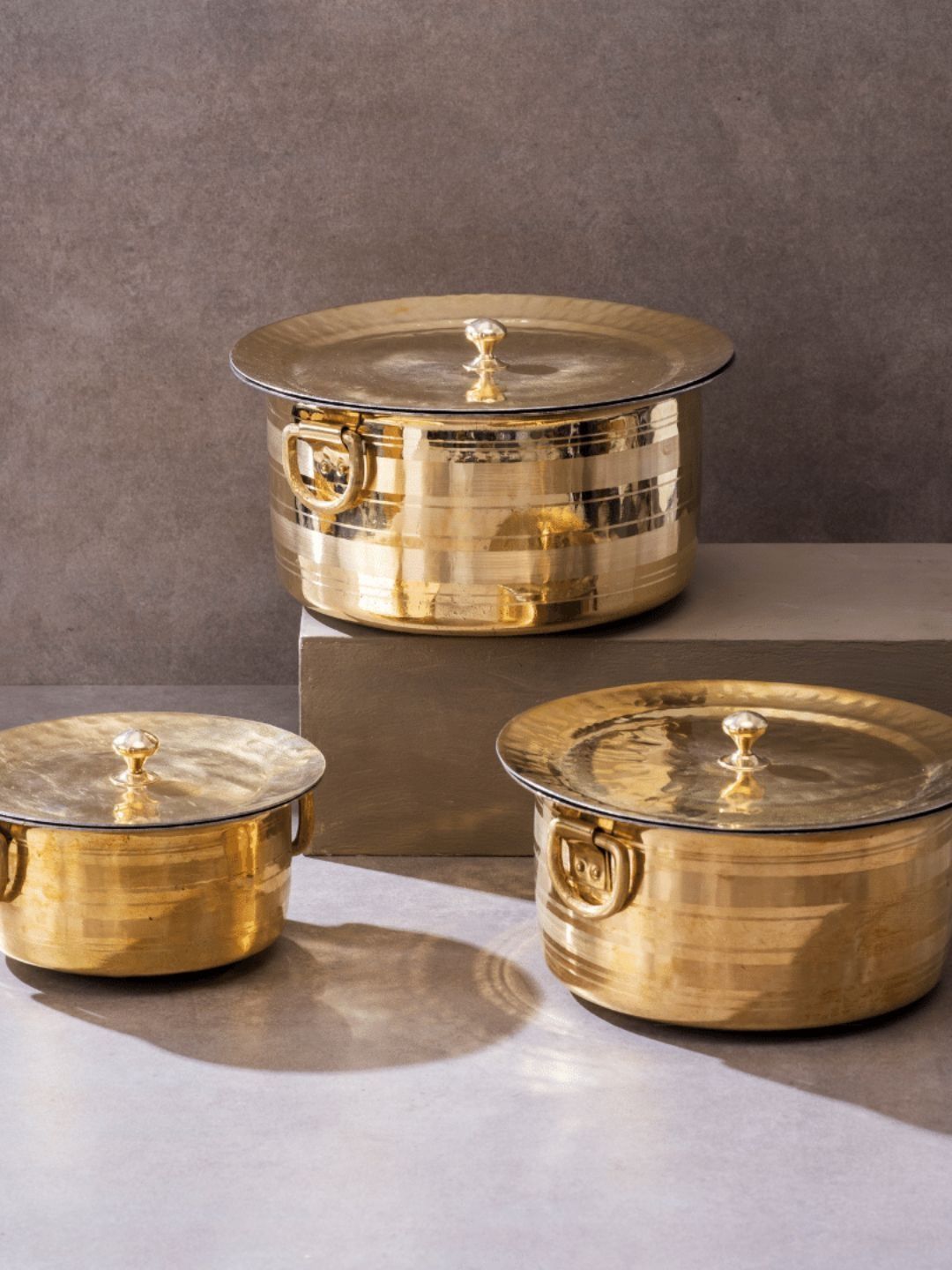 P-TAL Pack of 3 Brass Patila Set with Lid & Tin Coated Handi Cookware (1L,3L,5L)-picture-12