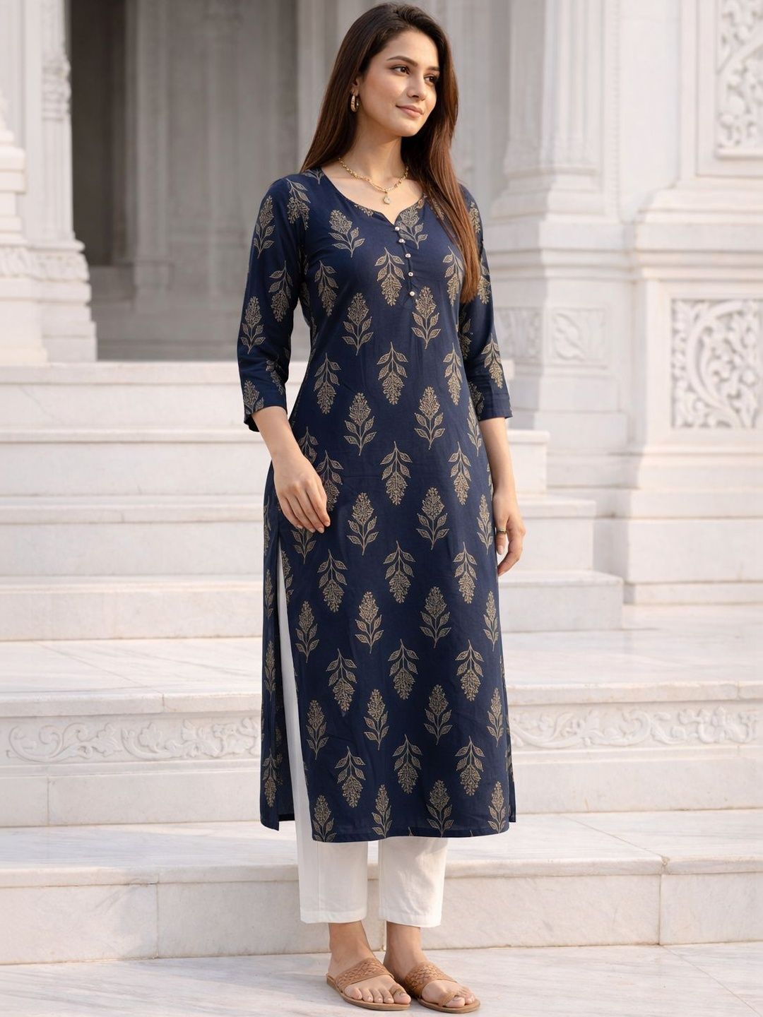 Merira Floral Printed Pure Cotton Blend Kurti-picture-45