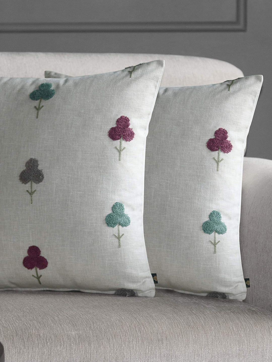 GM Grey Floral Square Cushion Covers-image-0