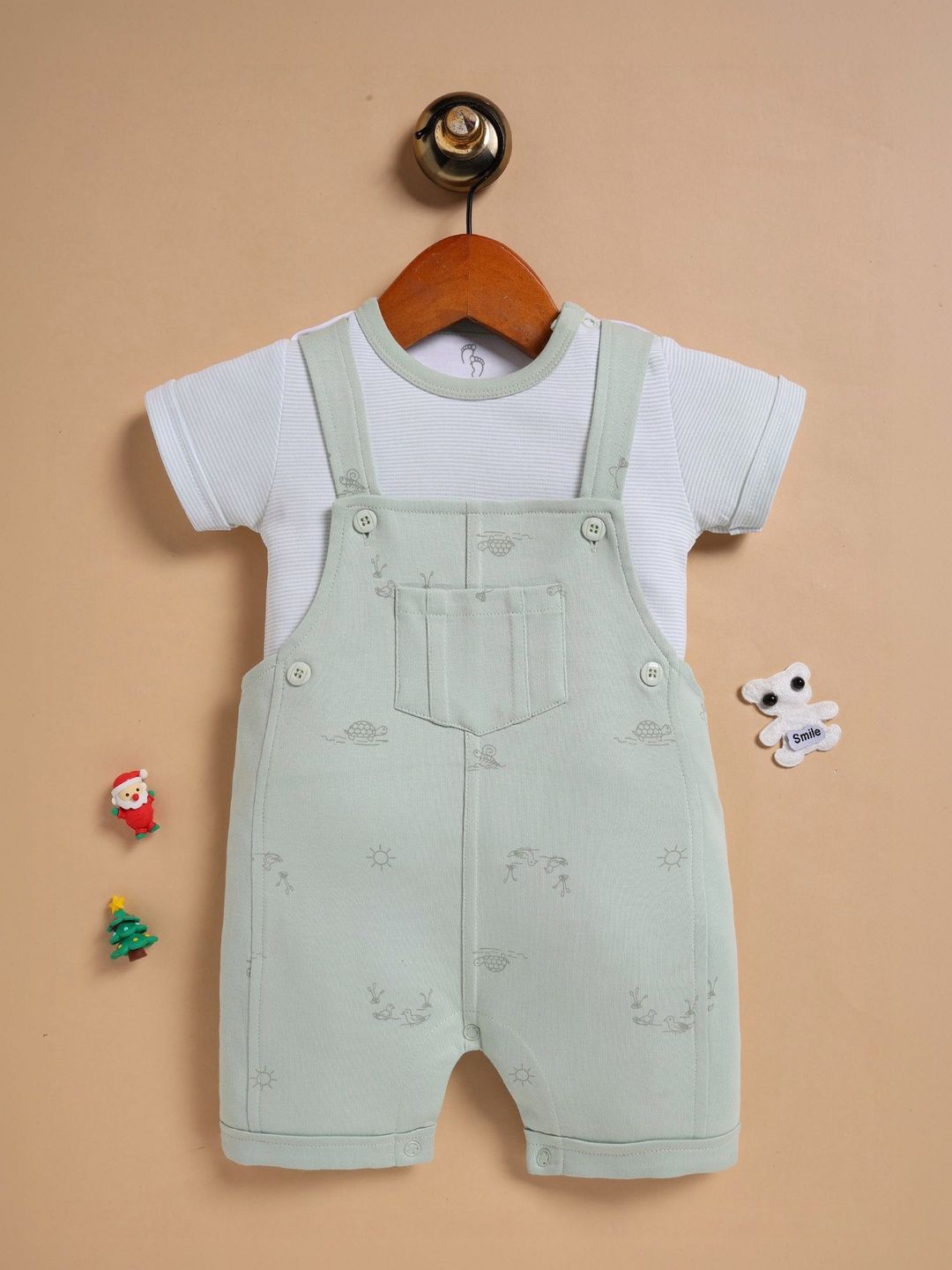 BABY GO Infant Boys Printed Cotton Short Dungaree With T-Shirt-picture-28