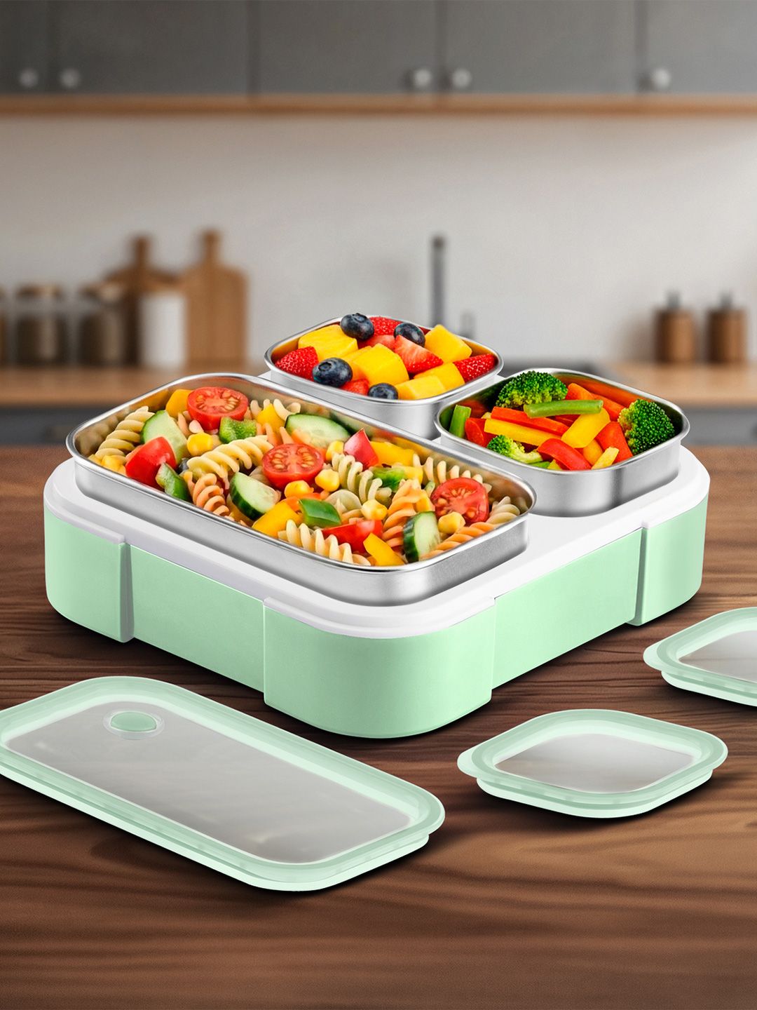 Vaya Winter Mint Stainless Steel Easy to Clean Lunch Box, 650 ml-image-30