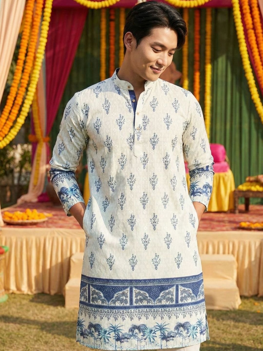 KASMEN CO. Men Ethnic Motifs Embroidered Chikankari Kurta
