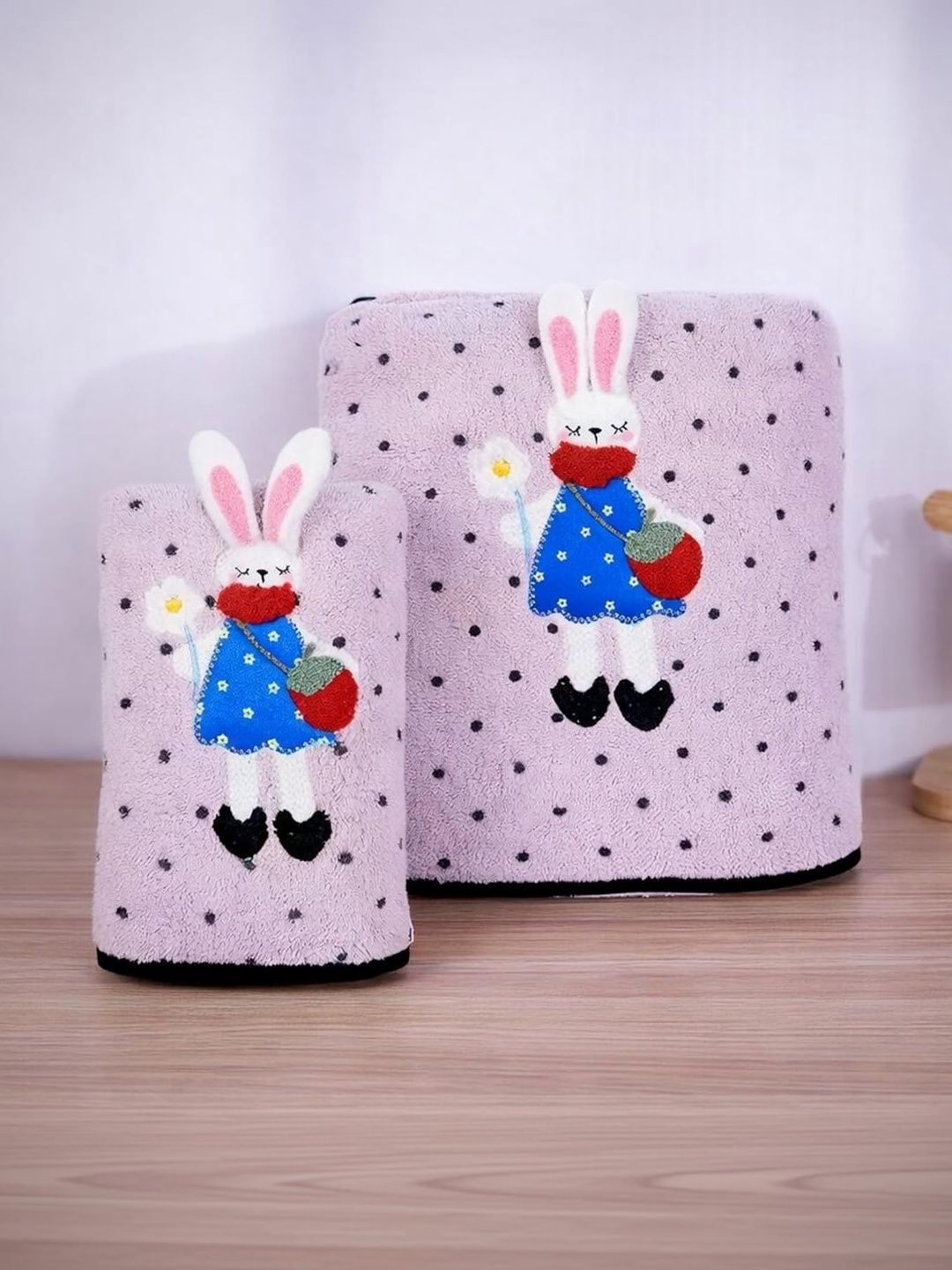 The Little Lookers Pink 2 Printed 450 GSM Bath Towel-picture-52