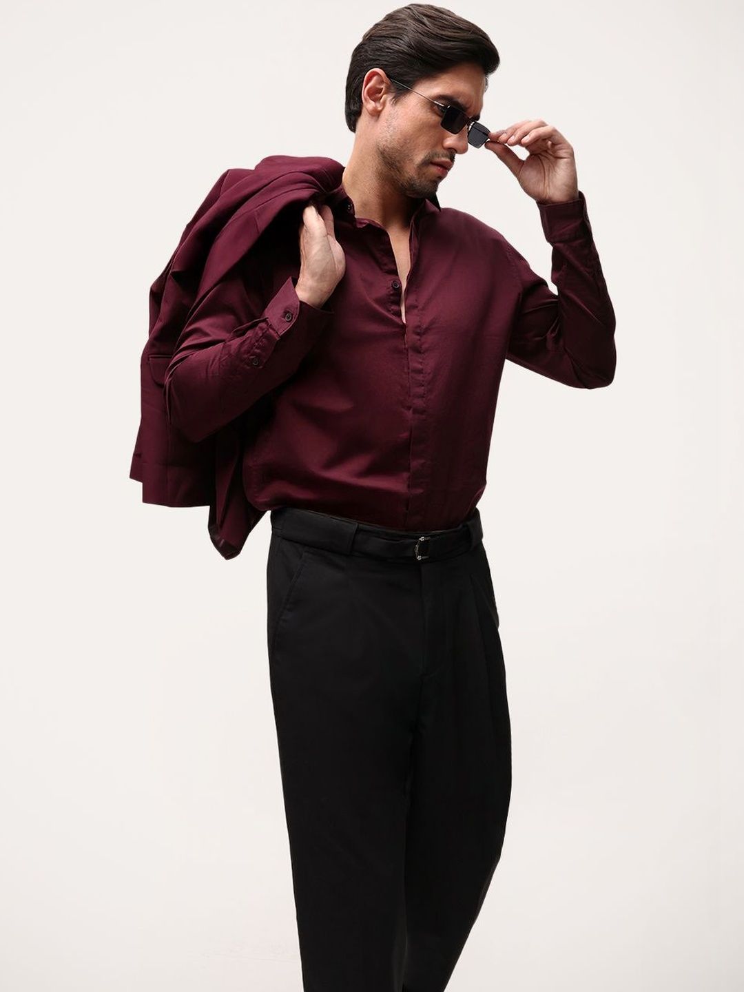 Dennis Lingo Spread Collar Satin Shirt-image-40