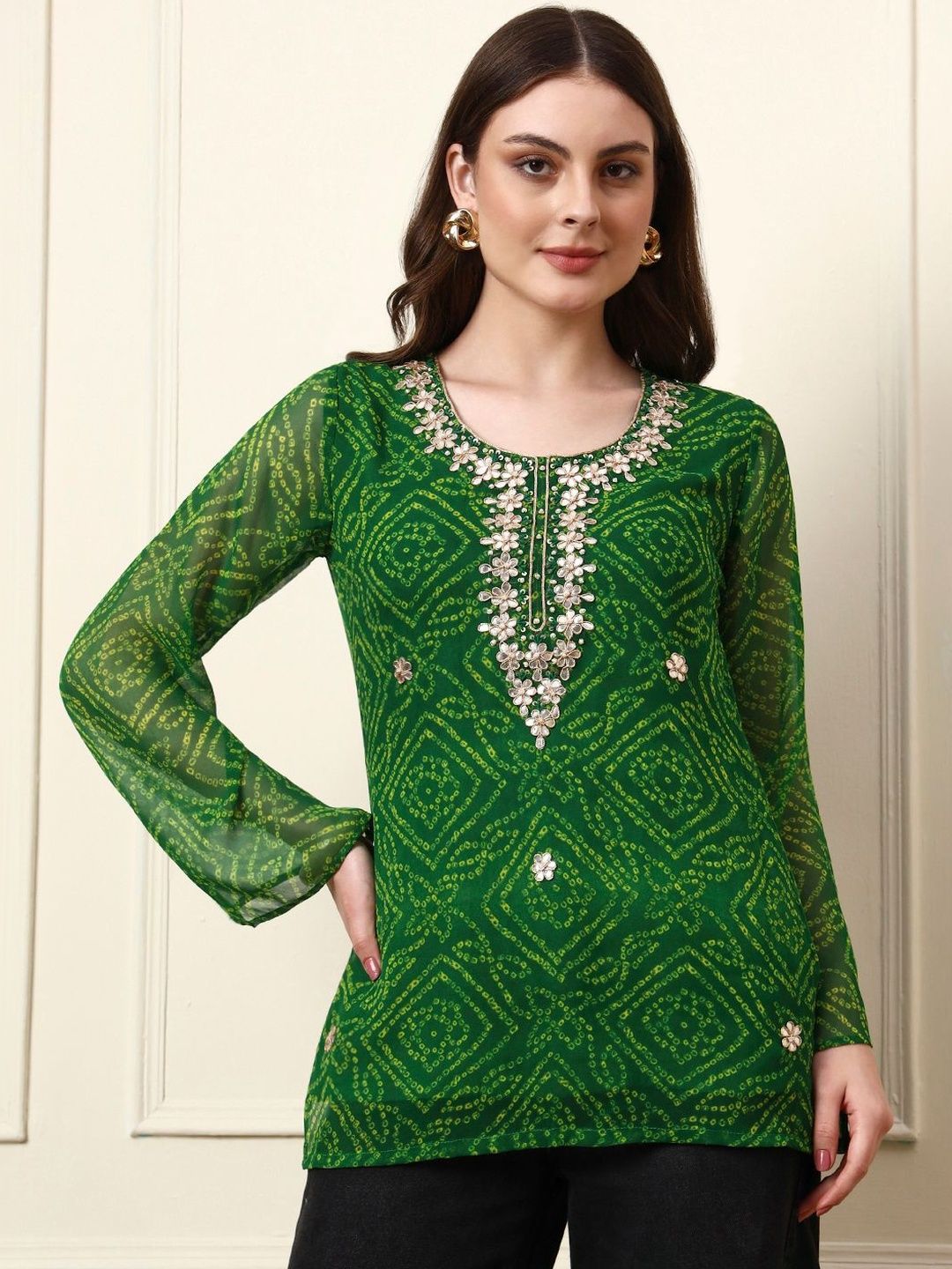 all about you Embellished Print Georgette Top-picture-55