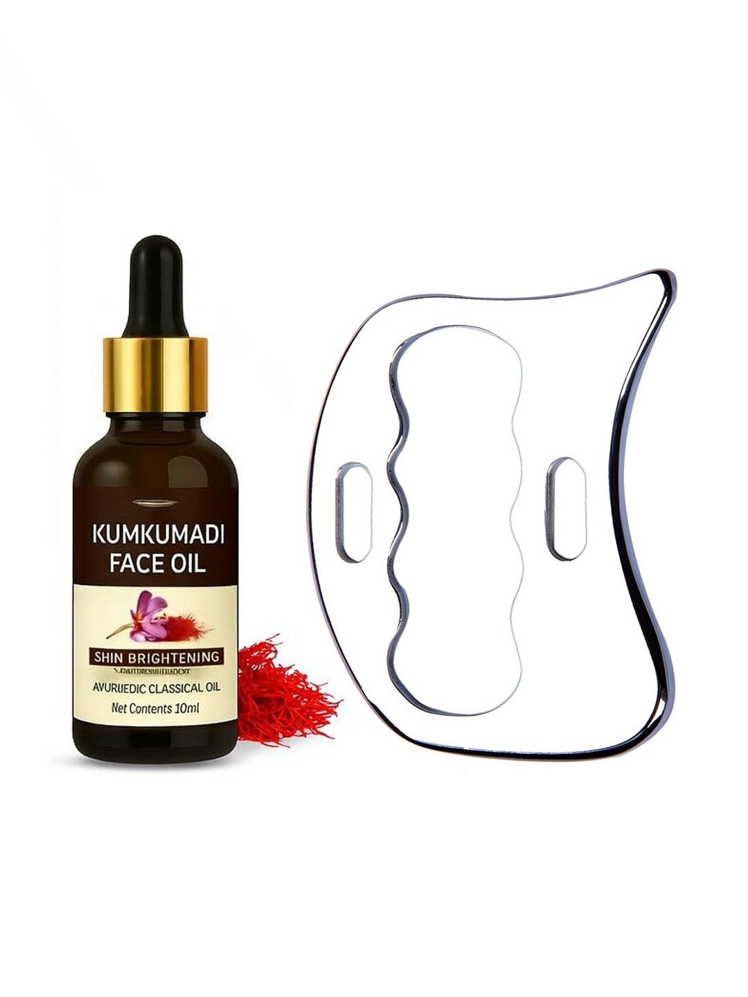 soulvinee Kumkumadi Face Oil- 10 ml With Stainless Steel Gua Sha-picture-2