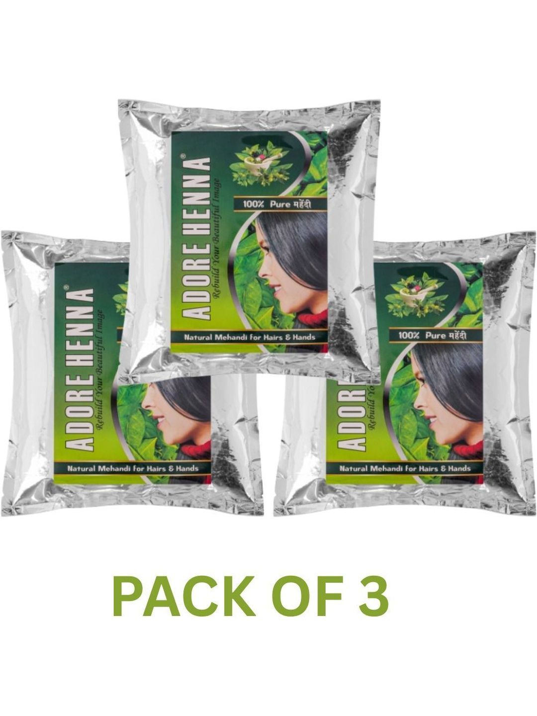 ADORE HENNA Set Of 3 Henna Hair Color - Brown-picture-0