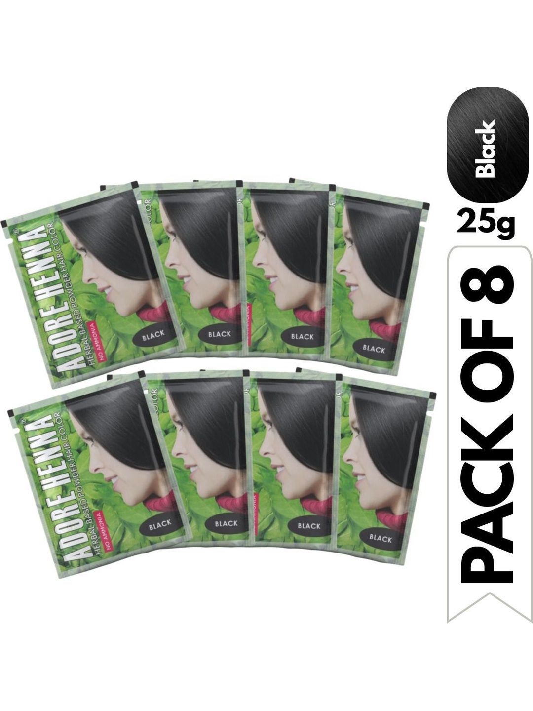 ADORE HENNA Set Of 8 No Ammonia Long Lasting Hair Color - 25 g Each - Black-image-39