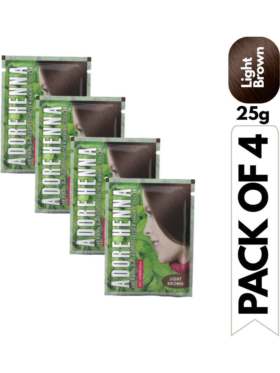 ADORE HENNA Set Of 4 No Ammonia Long Lasting Hair Color - 25 g Each - Light Brown-image-35